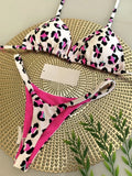 New Women's Bikini Split Print Swimwear Fashion G-string Beach Holiday