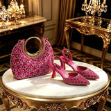 Doershow  fashion High Quality African Style Ladies Shoes And Bags Set Latest silver Italian Shoes And Bag Set For Party HGH1-1