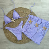 Sexy starfish 3 Pieces Bikinis 2025 Swimsuit For Women Black Swimwear Brazilian Bikini Set Biquini Female Swimuits Beachwear