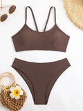 2025 Strappy Bikini Set Sexy Swimsuit Women Solid Padded Swimwear Female Bathers Bathing Swimming Swim Suit Beachwear