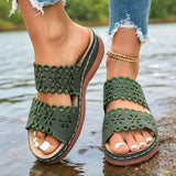 Vinatge Hollow Out Platform Sandals Women Lightweight Plus Size Wedges Sandles Woman Comfortable Thick Sole Casual Sandalias 43