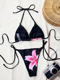 Sexy Floral Printed Halter Bikini Women Swimwear Female Swimsuit Two-pieces Bikini set Bather Bathing Suit Swim Lady Beach Wear