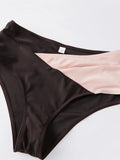 Women's Two Piece Bathing Suits Sleeveless Contrast Color Cami Tops High Waist Thong Sets Summer Holiday Bikini Sets