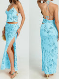 Women Backless Sequined Flower Summer Vest Beaded Halter Top Tie-up Sleeveless Camis Tops for Club Party