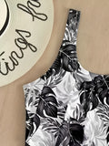 2026 Ruffle Printed Swimsuit One Piece Black Swimwear Women Bathers Bathing Swimming Swim Suit Female Beachwear