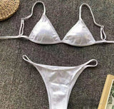 New Split Swimsuit Hot Sexy Women's Triangle Bikini Bathing Suit Fashion Thong Beachwear Female Solid Push Up Swimwear