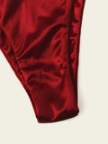 Sexy Satin Wine Red Triangle Micro Bikini Sets Two Pieces Thong Swimsuit Swimwear Beach Outfits for Women Conjunto De Bikini