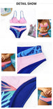 4 Colors Sexy Bikini Women Push Up Swimwear Swimsuit Leaf Print Patchwork Bikinis Set Bathing Suit Beach Bikini Female Biquinis