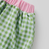 Women's Summer Mini Skirts Elastic Band Bubble Plaid Print Skirt for Daily, Travel, Parties