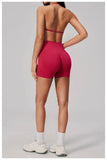2 Pieces Seamless Yoga Sets Women Solid Color Sports Bra Tight Fitting Peach Buttocks Shorts Fitness Suit Gym Running Tracksuit