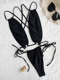 DEKA Women's New Thong One-piece Swimsuit Sexy Tight Backless Lace-up Swimsuit Brazilian Beach Swimsuit Extreme Micro Bikini