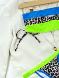 2026 New Sexy Bikini Bandeau Women Push Up Swimwear Swimsuit Leopard Patchwork Drawstring Knotted Beach Bikinis Set Bathing Suit