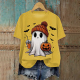 Cute Printed Halloween Shirt For Women Funny Crew Neck Short Sleeve Clothes Top Tee Shirts Halloween Cosplay Tops Humor T-Shirt