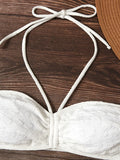 2025 Halter Bandeau Bikini Solid Swimwear Female Sexy Swimsuit Women Bathers Bathing Swimming Swim Suit Beachwear