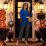 Women Double Breasted Victorian Steampunk Blazer Coat Gothic Tuxedo Tailcoat Jacket with Lace Hem Halloween Uniform Costume