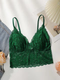European and American green lace lingerie camisole vest women's gathering bra sexy breathable thin women's braissere MR2641