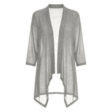 Women Asymmetric Hem Casual Solid Color Open Front Cardigan 3/4 Sleeve Lightweight Shrug With Side Pockets For Spring Summer