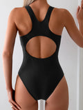 2026 Sporty Slim One Piece Swimsuit Women Color Matching Swimwear Female Sexy Bathers Bathing Swimming Swim Suit Beachwear XXL