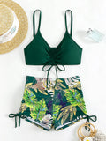 2026 Tie Dye Bikini Drawstring Swimsuit Women High Waist Shorts Swimwear Female Padded Bathing Suit Swimming Beachwear Summer