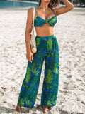 3 Pieces Strappy Bikini 2026 Women Printed Swimsuit Sexy Swimwear Female With Beach Pants Bathers Bathing Swimming Swim Suit