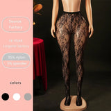 Leggings Tights One-piece Bare Leg Illusion Sexy Women's Floral Elastic Footed Fishnet Stockings Transparent Flower Print MXG2
