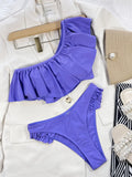 Bikini 2026 Sexy Swimwear Swimsuit Women Big Ruffle Single Shoulder Bikinis Set Bathing Suit Beach Bikini Female Push Up Tankini