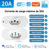 TNCE Tuya Brazil Plug 16/20A wifi or Zigbee3.0, socket with Power Monitor, Smart Life APP Remote control Voice Google Home Alexa