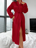 Long Nightgown Summer Thin Fashion Simple Home Wear Ladies Sexy Cardigan Bathrobe