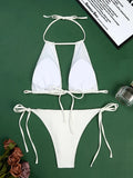2026 Halter String Bikini Solid Hollow Swimwear Female Sexy Swimsuit Women Bathers Bathing Swimming Swim Suit Beachwear