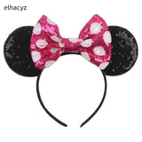 2025 Chic Disney Embroidery Sequin Minnie Ears Headband DOT Bow Hairband Girls Women Party Head Wear Kids DIY Hair Accessories