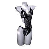 Hot Floral Lace Teddy, Bow Decor Split Cup Open Crotch Backless Bodysuit, Women's Sexy Lingerie & Underwear