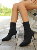 Women Socks Boots Stretch Fabric Women Ankle Boots Pointed Toe High Heels Slip-On Sexy Sock Heeled Chelsea Boots 2026