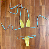 DEKA Mini Micro Bikini Set Summer Women Thong Swimsuit Biquini Patent Leather Swimwear Bronzing Halter String Nightclub