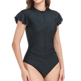 Sports One Piece Swimsuit 2025 New Long Sleeve Zipper Swimwear Women Bathing Suit Surf Monokini Modest Athletic Swimming Suits