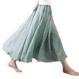 Maxi Skirt Double Layer Women Skirt A-Line Loose Fit Elastic Waist Solid Color Design Flowy Skirt Spring Summer Casual Wear