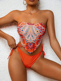 S-XXL Printed Crop Top Bikini Women Bandeau Bikinis Swimwear Female Swimsuit Two-pieces Bikini Set Bathing Suit Swim Beach Wear