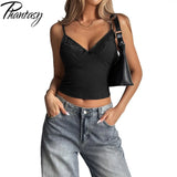 Phantasy Women Y2K Black Camisole Sexy Spicy Girl Style Solid Color Suspender Lace Vest Retro Women's Tanks 2026 Summer Outfit