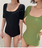 New Korea Sexy Mesh Cut Hollow Out High Waist Swimsuit Lady Monokini One Piece Swimwear Women Swim Bath Suit