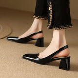 NASBAVI Slingback Sandals Summer Shoes Elegant Pink Black Nude Medium Heels Pumps Close Toe Office Party Shoe Female Large Size