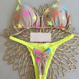 DEKA Sexy Green Floral Print Bikini Set Swimwear Women Braiding Rope Strap Patchwork Bandage Push Up Bathing Suit Thong Swimsuit
