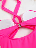 2026 Sexy Padded Swimsuit Women One Piece Halter Hollow Swimwear Female Solid Bathers Bathing Swimming Swim Suit Beachwear