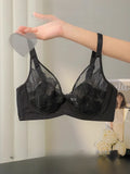 MOYISU French Pure Desire Sexy Rabbit Ears Cup Ultra-thin Underwear Women's Big Breasts Show Small Anti-sag Bra Cover Summer