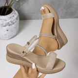 Double Strap Suede Flip Flop Sandals For Women Comfortable Slide Sandals Arch Support Walking Platform Vacation Wedge Sandals