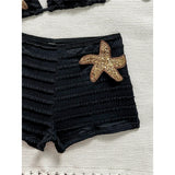 Sequins Starfish Halter High Waist Bikini Female Swimsuit Women Swimwear Two-Pieces Bikini Set Bather Bathing Suit Swim V8215