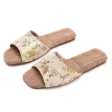 Breathable Indoor Linen Slippers For Women Men Home Floor Shoes Chinese Style Emrobidery Anti-slip Couples House Bedroom Slides