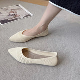 2025 Women Pointed Toe Flats Breathable Fabric Spring Summer Flat Shoes Soft Sole Slip-on Girls Daily Walking Driving Loafers