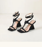 Brand Design Cross-Strap Rhinestone Sandals Summer For Women Crystal Strange Style High Heels Buckle Strap Dress Shoes Blue Red