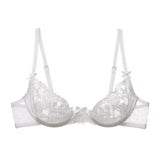 MOYISU Parisian Sheer Bralette Set - Ultra-Thin Wire-Free Bra No Padding Anti-Sag Lace Cutout Lingerie Sexy Vacation-Ready Tushy