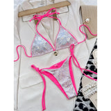 Sexy 7 Colors Halter Brazilian Bikini Female Swimsuit Women Swimwear Two-Pieces Bikini Set Bather Bathing Suit Swim Lady V3860