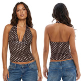 Women's Halter Tops Striped V Neck Sleeveless Open Back Slim Fit Vest Summer Party Daily Casual Wear Street Tank Tops